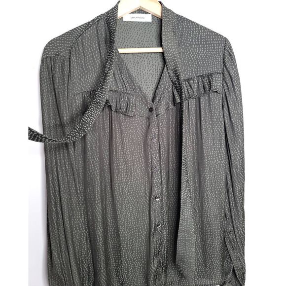 Promod Tie Neck Long Sleeve Blouse - Picture 3 of 8